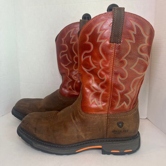 Ariat Men's WorkHog Square Steel Toe Waterproof Work Boots Dark Earth Size 14 - Picture 1 of 9